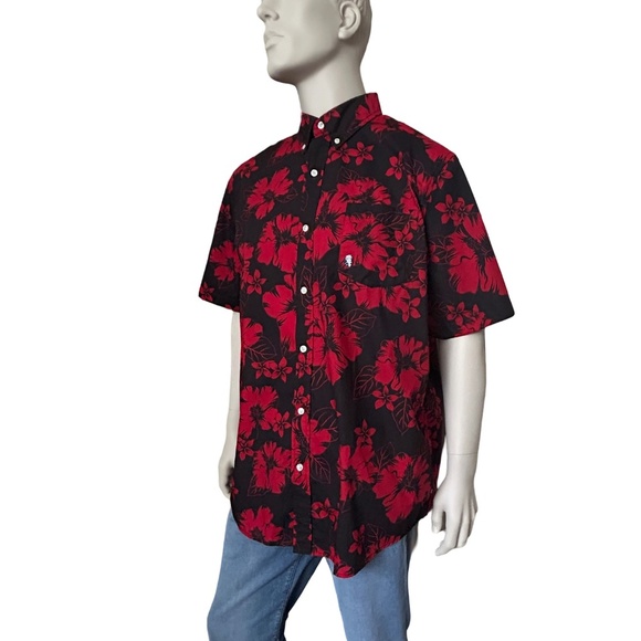 Chaps Easy Care Shirt Floral Hibiscus Tiki Hawaiian Button Front w/ Placket NWOT - Picture 3 of 16